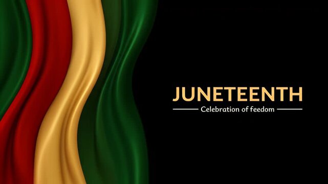 Juneteenth pan african colors background with wavy silk fabric for freedom festivals