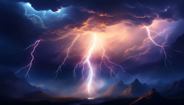 lightning on dark background thunderstorm