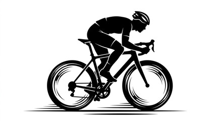 Fototapeta premium Silhouette of a professional cyclist riding a road bike at high speed