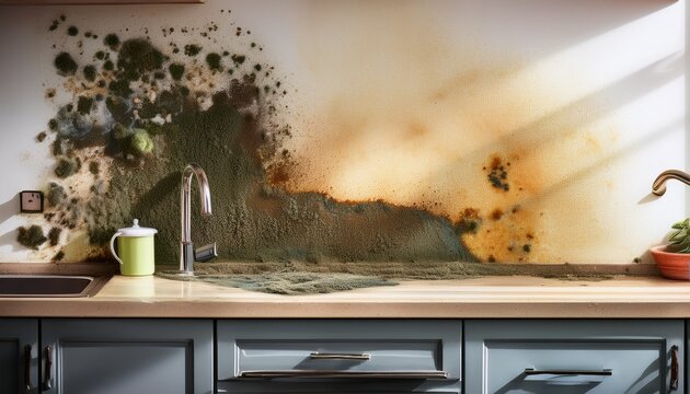 severe mold growth in a neglected kitchen reveals deep maintenance issues