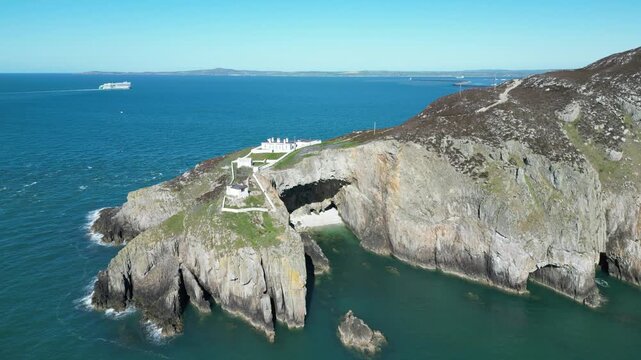Aerial view of Holyhead fog station, Wales