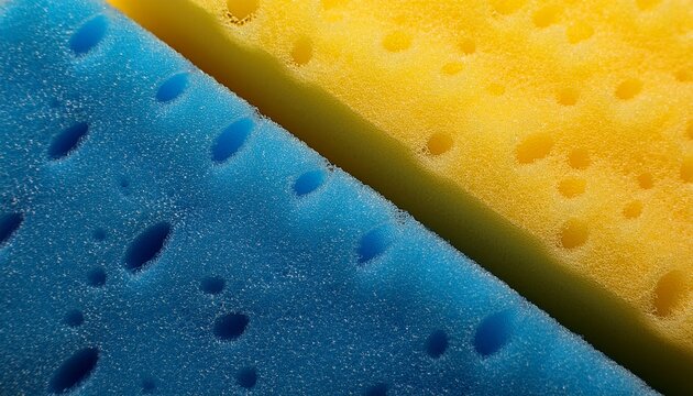 squishy foam texture soft porous sponge material yellow or blue comfort concept