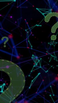 Vertical video: Node pulses causing big green question marks sliding from edges showing mesh doubt
