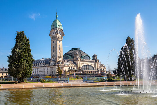 Limoges, France - view of Limoges Benedictins train station built in 1929. This Art Deco style building is an architecture symbol of the city