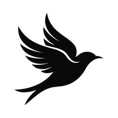 Fototapeta premium Silhouette of a flying bird side profile vector logo design