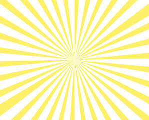 Obraz premium Classic Retro Sunburst Pattern with Alternating Yellow and White Rays Radiating from Center on White Background. Flat Vector Design Element.