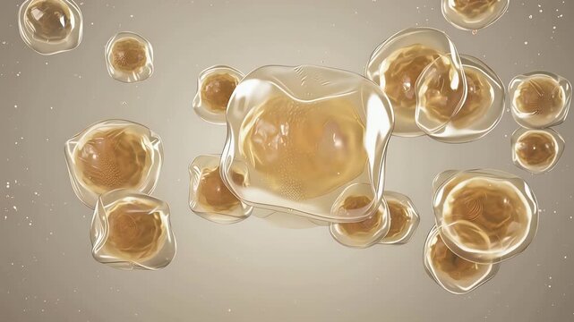 Fat cells expanding as excess lipids accumulate inside