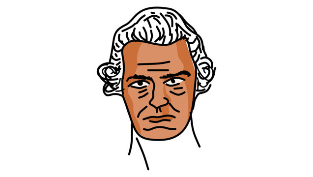 Adam Smith portrait, color vector illustration