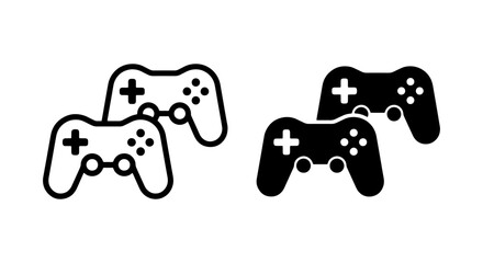 Minimalist game controller icons, black video game gamepad vector set, gaming console symbols © Rahul