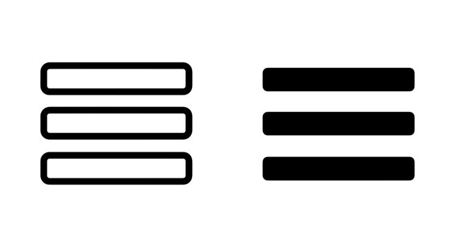 Minimalist hamburger menu icon set, black navigation bar symbols, mobile app interface elements