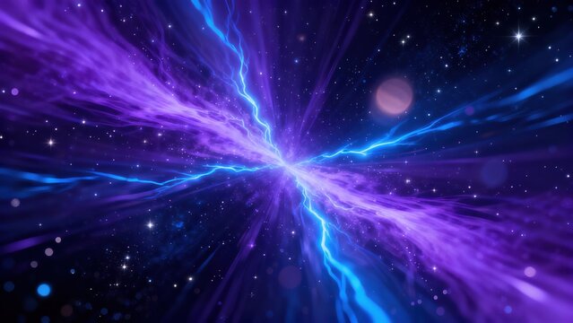 Cosmic nebula with vibrant energy beams
