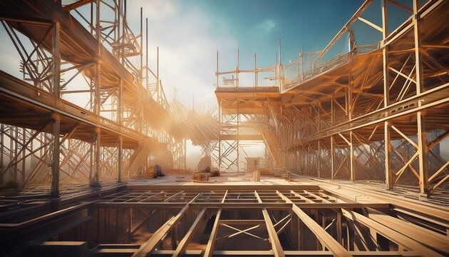 construction phase showing skeletal structure under clear daylight