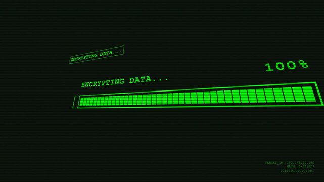 Retro Terminal HUD Encrypting Data Loading Bar Matrix Green