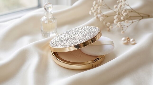 Luxury Compact Powder with Crystal Packaging