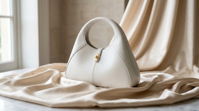Luxury Sculptural White Handbag Mockup Neutral Aesthetic