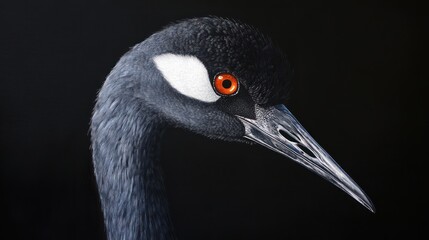Obraz premium Crane portrait against black background