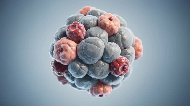 3D rendering of virus or microscopic pathogen with detailed surface structure and organic texture
