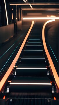 Logistics Automation Conveyor Belt With Glowing Industrial Operatio 08