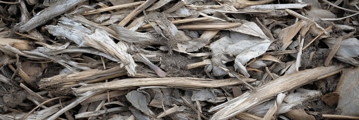 Obraz premium Natural Forest Floor Texture with Dry Plant Debris, Leaf Litter, and Earthy Ground Pattern Detail