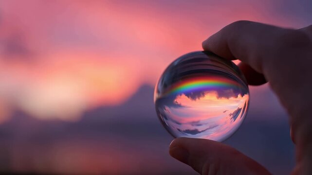 Beach Sunset Reflection Through a Crystal Ball