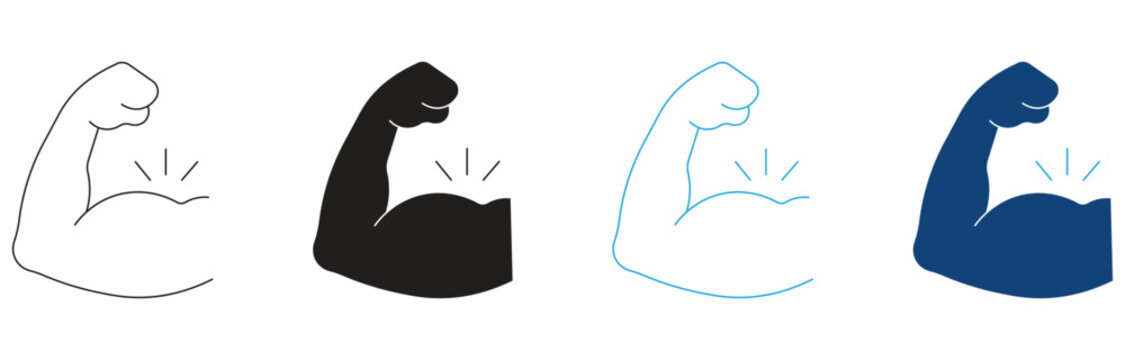 Muscle pain icon set. Cramp. Injury, overstrain, inflammation, disease. Vector illustration.