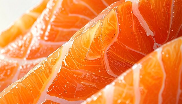 Fresh salmon fillet macro close up with vibrant orange texture and detailed seafood pattern
