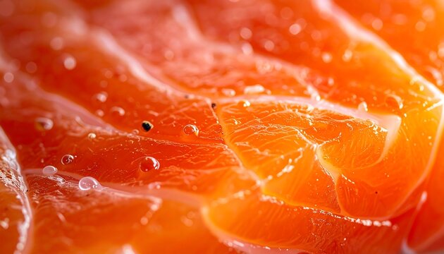 Fresh salmon fillet macro close up with vibrant orange texture and detailed seafood pattern
