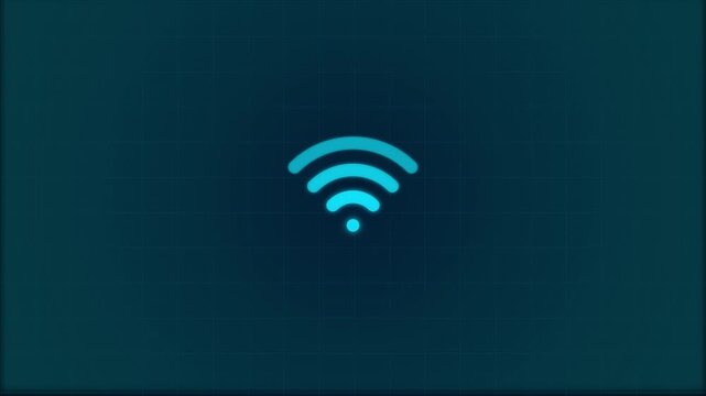 Digital Wi-Fi icon losing internet connection on a dark grid screen