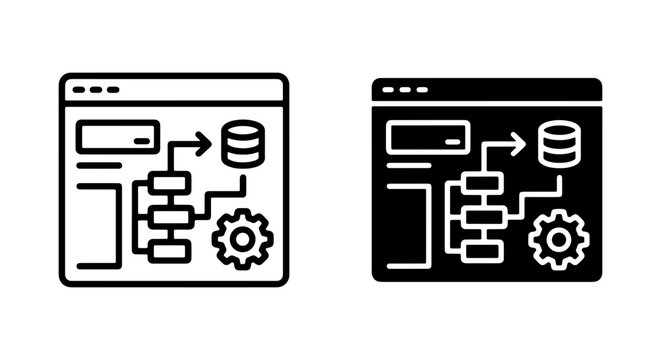 Process Flowchart Icons, Workflow Diagram Set, Business Logic System, Data Flow Vector