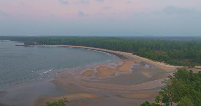 Breathtaking aerial view of a tropical mangrove estuary in Phang Nga, Thailand, where a narrow