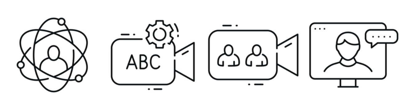 Remote learning and collaboration icons for virtual education. Editable stroke