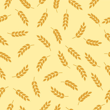Wheat background, wheat or rice seamless pattern background. Wheat ears endless wallpaper square orientation