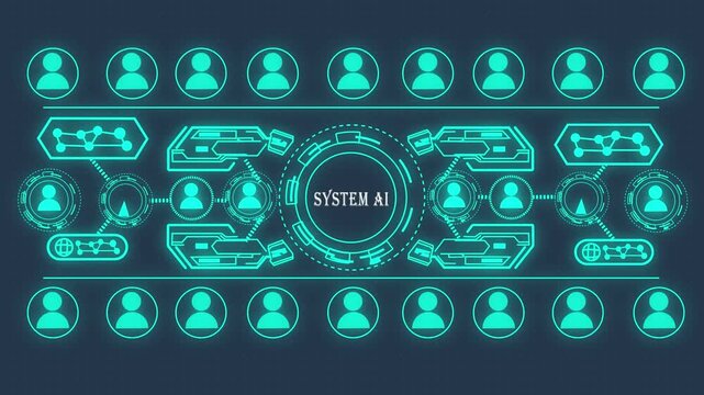 Ai system network interface with digital user and data connectivity hud 4k artificial intelligence