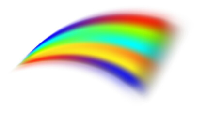 Fototapeta premium Realistic rainbow light streak isolated on transparent background. Prismatic lens flare smear and spectral brush stroke element for photo editing and creative overlays.