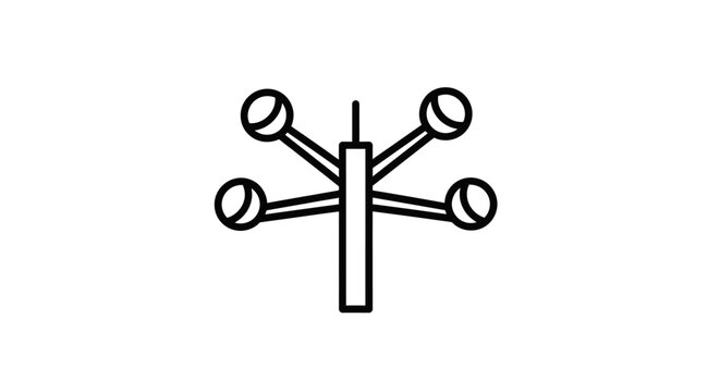 Anemometer Icon: Wind Speed Measurement Device Simple Line Art