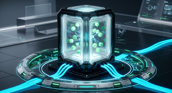 3D High End Illustration of Sovereign Cloud Data Residency and Quantum Safe Vault for Enterprise Compliance SaaS