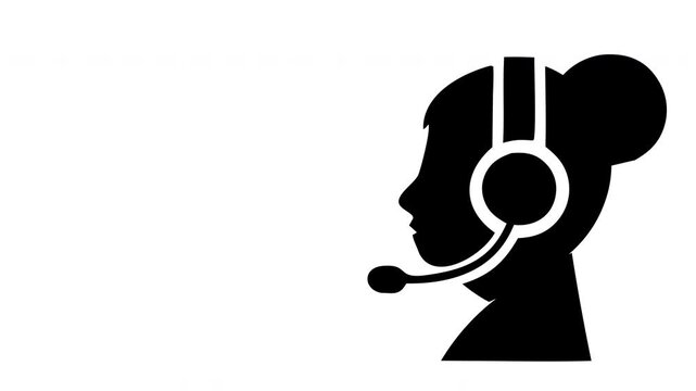 female assistant headset black silhouette symbol animation