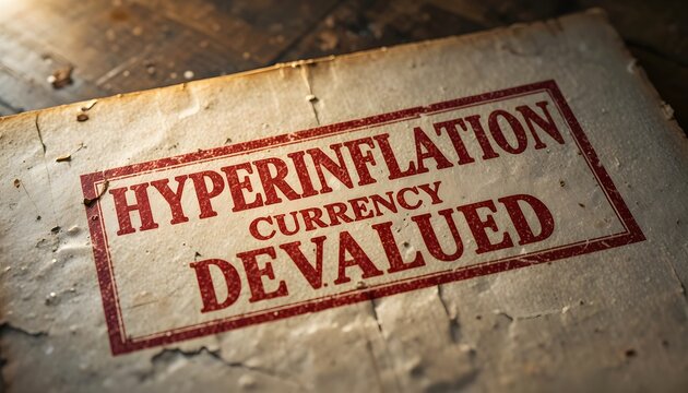 Hyperinflation Currency Devalued Vintage Economic Crisis Sign Concept