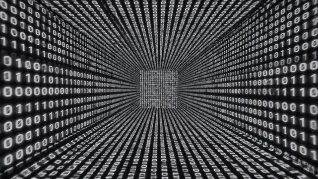 Abstract Digital Tunnel with Binary Code Animation for Technology Background and Video Presentation