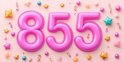 Naklejka premium Colorful Birthday Celebration Card Design Featuring Cheerful Eighty-Five with Stars and Balloons