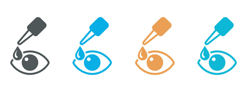 Eye drop, eye health treatment symbol, medicinal drops for wellness, ophthalmology care bottle vector illustration, logo template design.