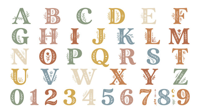 Multicolored Alphabet Letters and Numbers 1.