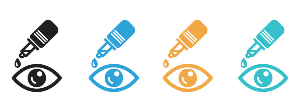 Eye drop, eye health treatment symbol, medicinal drops for wellness, ophthalmology care bottle vector illustration, logo template design.