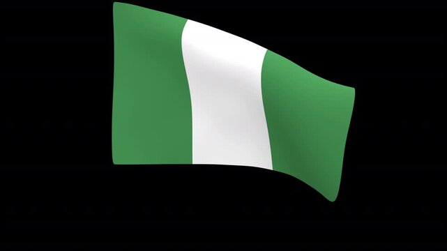 Flag of Nigeria &ndash; 3d render looped with alpha channel.