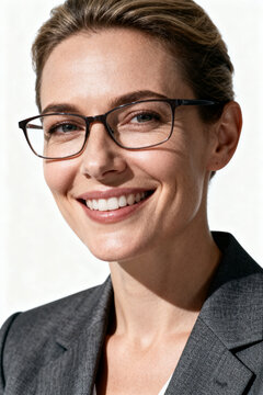 Businesswoman in suit and glasses