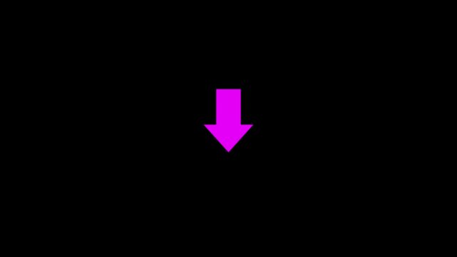 A single vibrant magenta arrow pointing downwards against a stark black background indicating direction or a call to action for a sale or download with a clear visual cue for user interaction and
