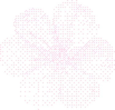 Delicate pink flower petals formed by tiny dots with soft lighting and a white background