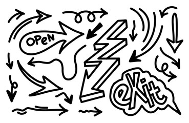 Fototapeta premium Hand drawn Arrows icons Set. arrow icon with various directions.