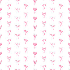 Obraz premium Pink Bow Seamless Watercolor Pattern