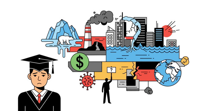 Climate change illustration with student facing global issues
